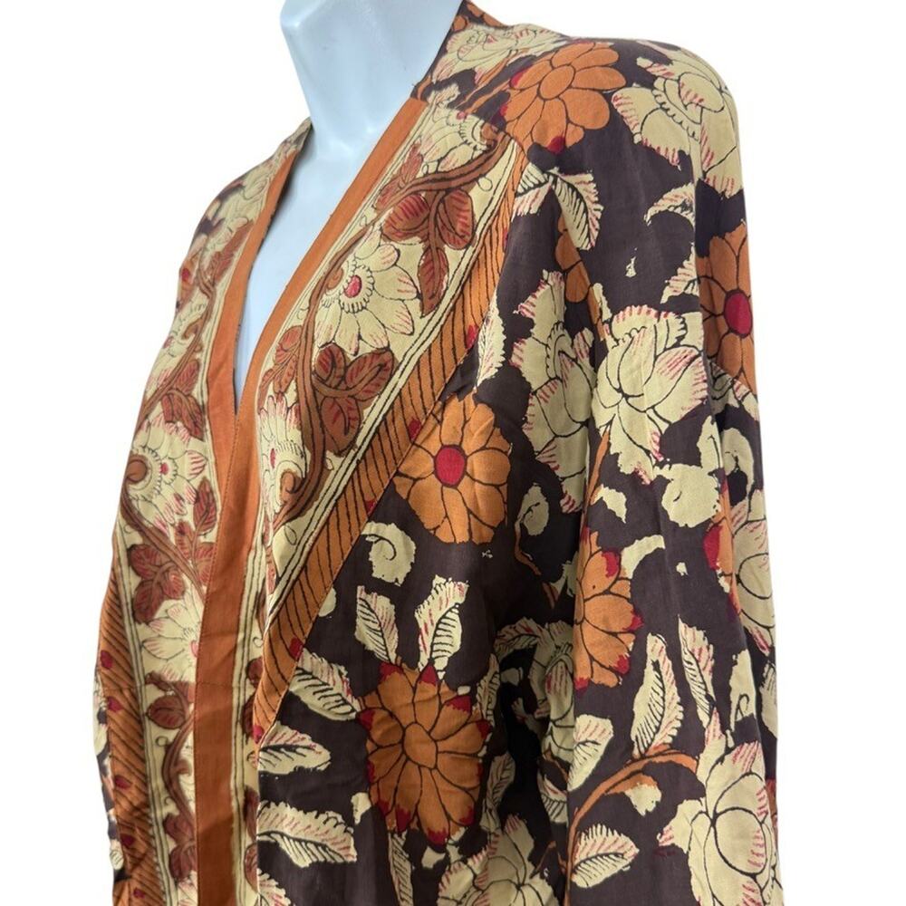 Soft Surroundings Womens Plus Size Floral Brown Kimono Open Jacket Lagenlook 1X - Picture 11 of 16